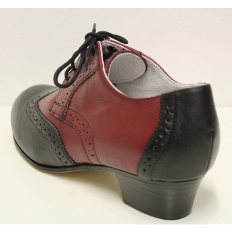 Karaktercipő Rozmaring fűzős díszített bordó-fekete 38