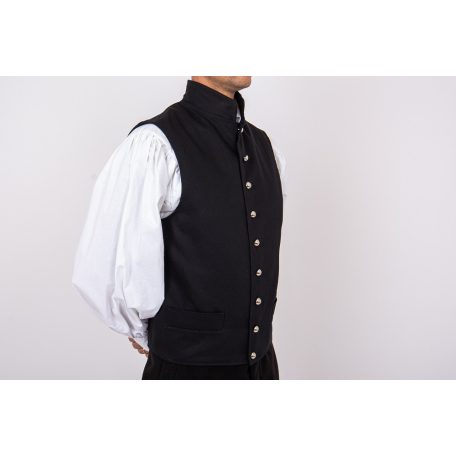 mellény pamut fekete pitykés 39