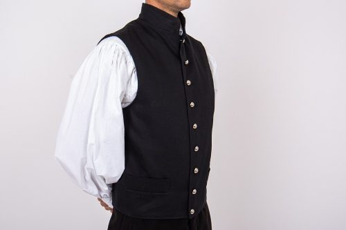 mellény pamut fekete pitykés 45