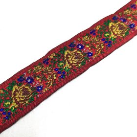 Szalag - hímzett 25 mm piros 021