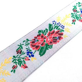 Szalag - hímzett 35 mm fehér 364