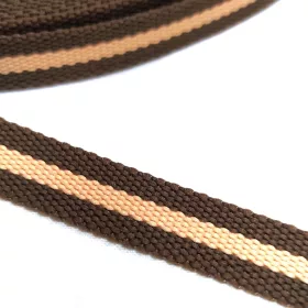szalag 10 mm zöld-drapp csíkos
