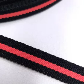 szalag 10 mm fekete-piros csíkos