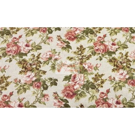 Pamutvászon bézs virágos 150