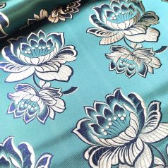 Selyem-brokát 6421 türkiz-kék-fehér 56