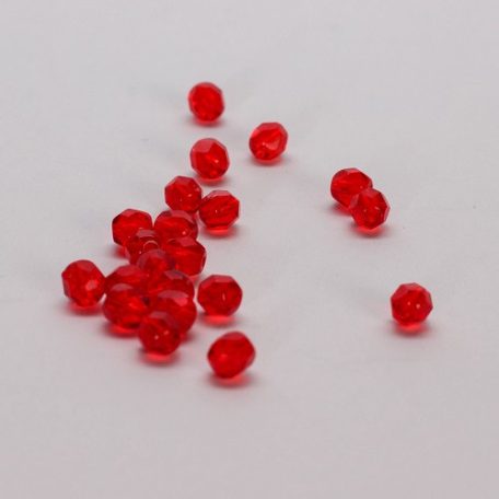gyöngy - metszett üveg piros 5 mm
