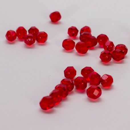 gyöngy - metszett üveg piros 6 mm