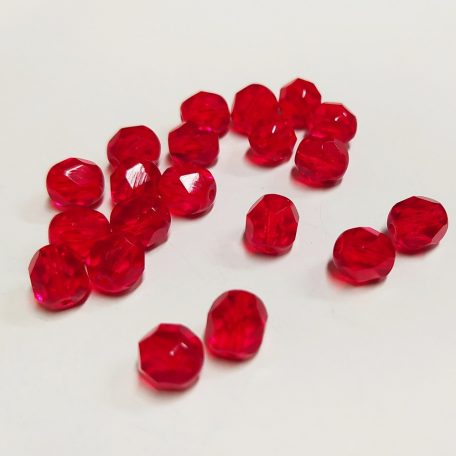 gyöngy - metszett üveg piros 7 mm