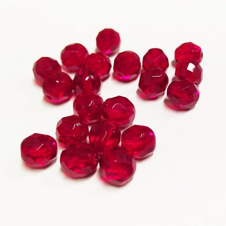 gyöngy - metszett üveg piros 8 mm