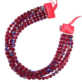 gyöngysor - metszett gyöngyház kötős 5 soros bordó