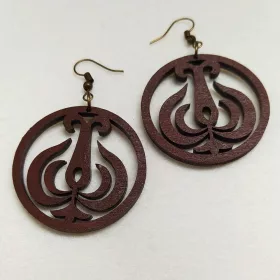 Fülbevaló fa 40 mm barna 188